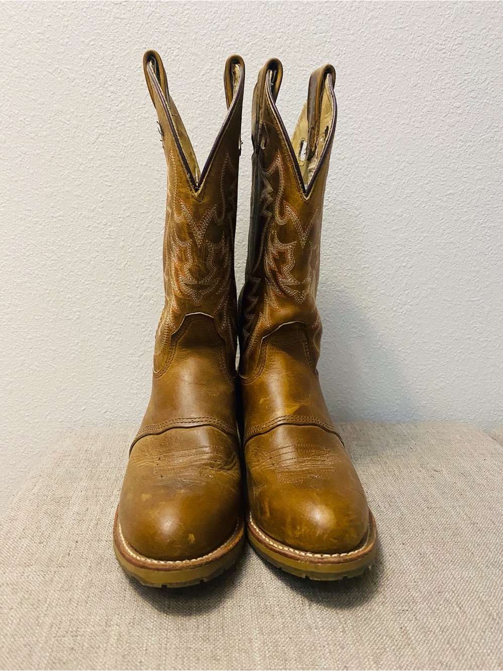Double H Women's Brown Leather Pull-On Heeled Cowboy Boots - Picture 7 of 7